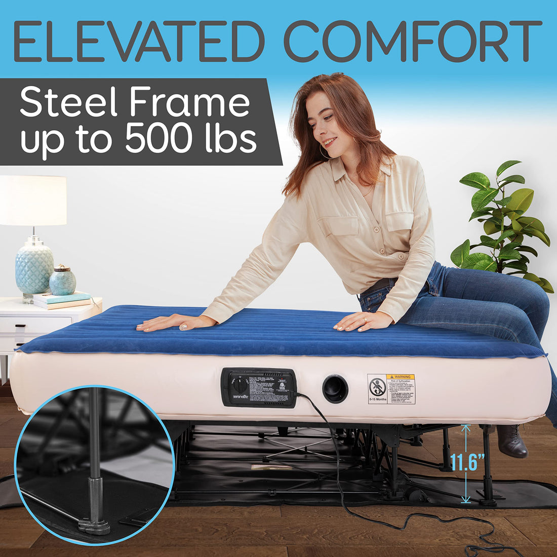 SereneLife EZ Bed Twin Air Mattress with Frame