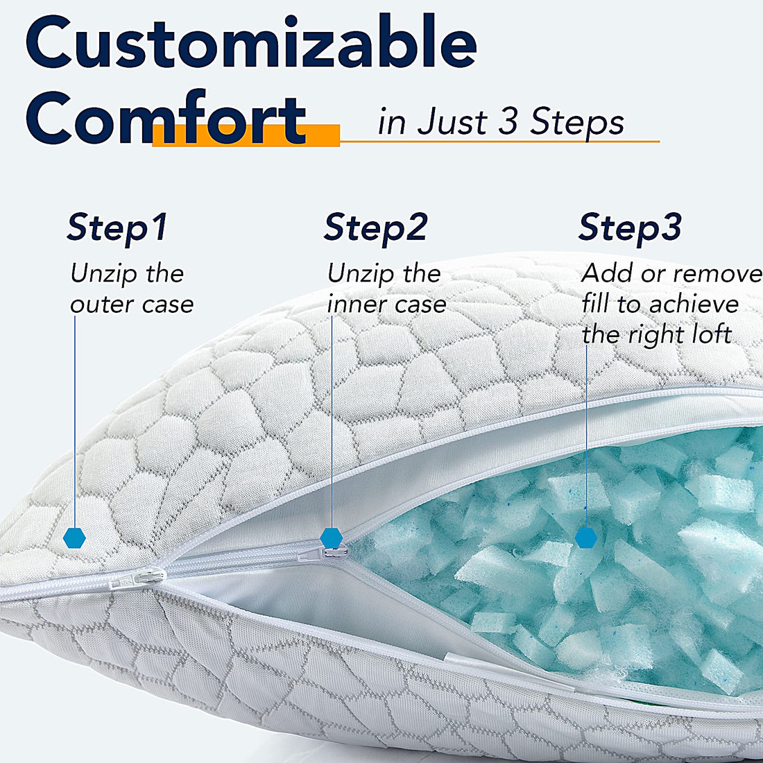 QUTOOL Queen Cooling Memory Foam Pillows – Set of 2