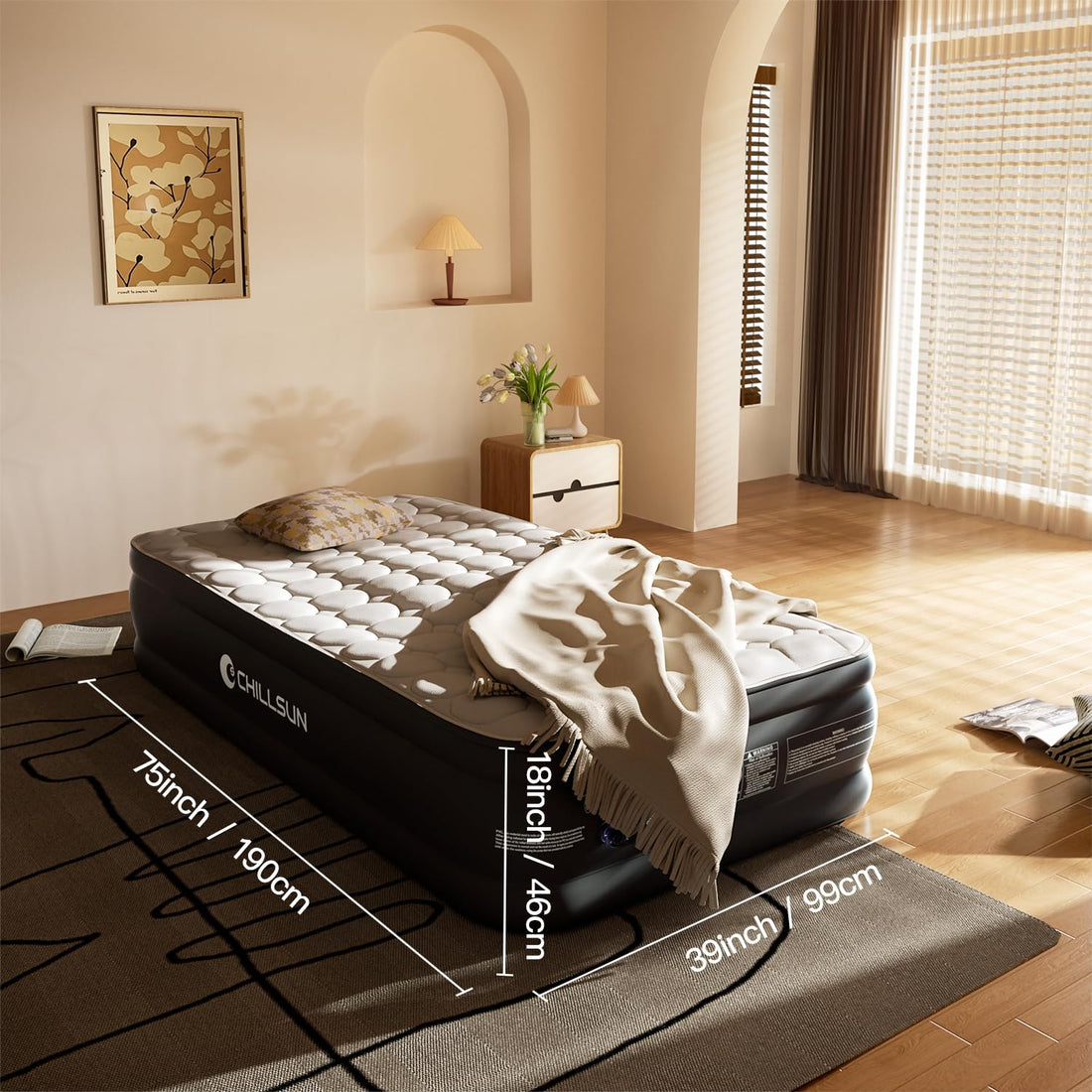 CHILLSUN Queen Air Mattress with Pump