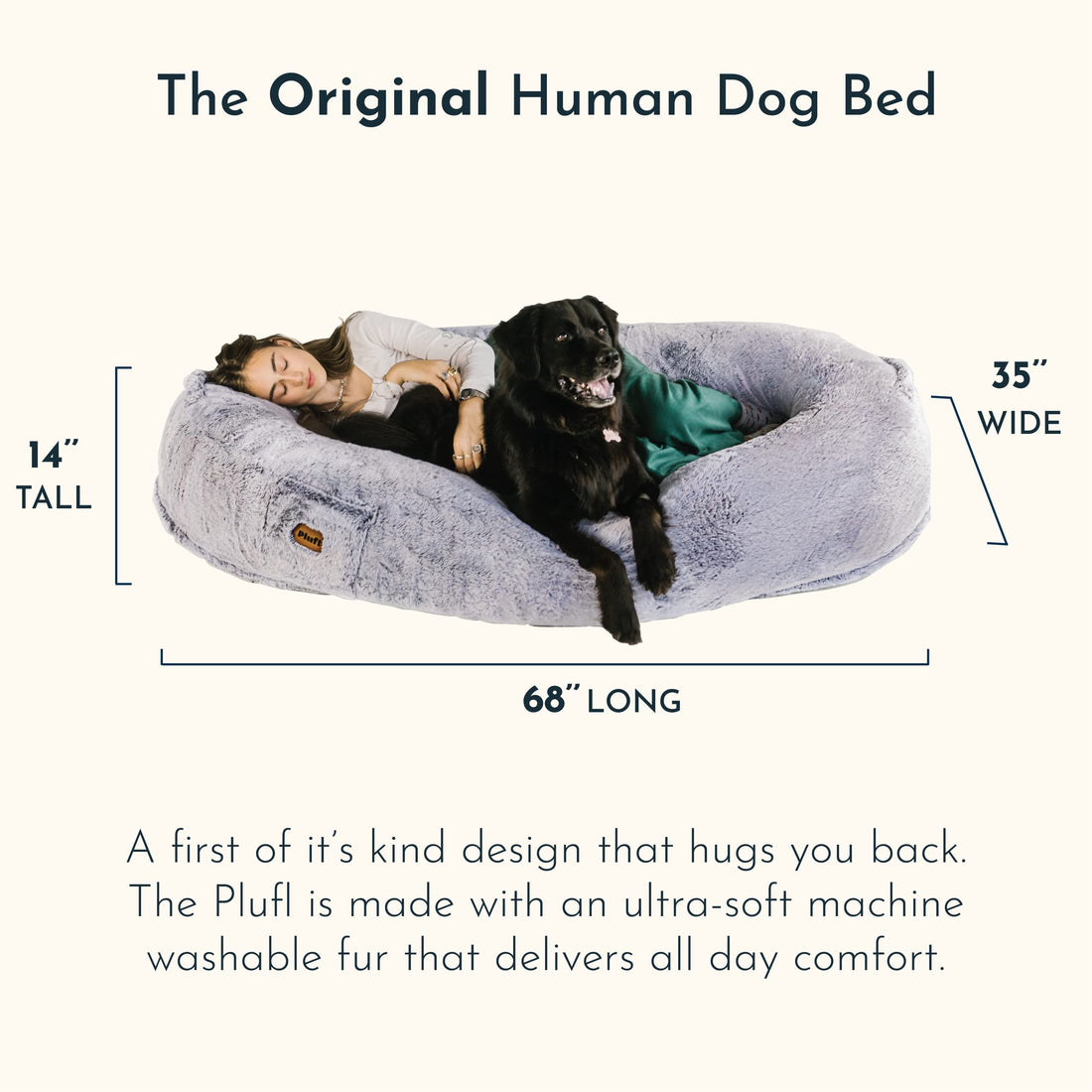 Plufl Original Human Dog Bed – Black