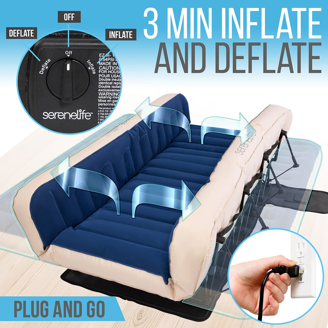 SereneLife EZ Bed Twin Air Mattress with Frame