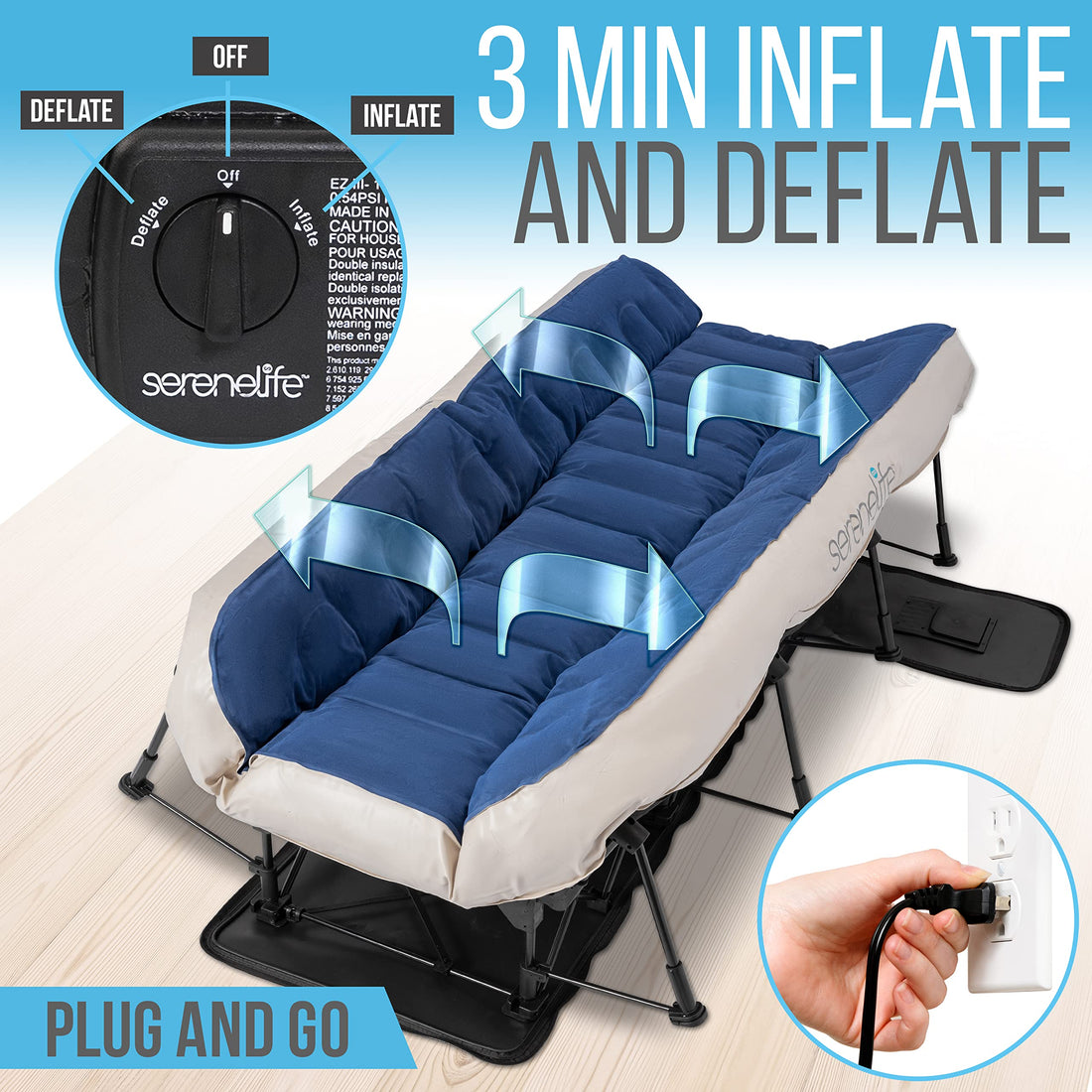 SereneLife EZ Bed Twin Air Mattress with Frame