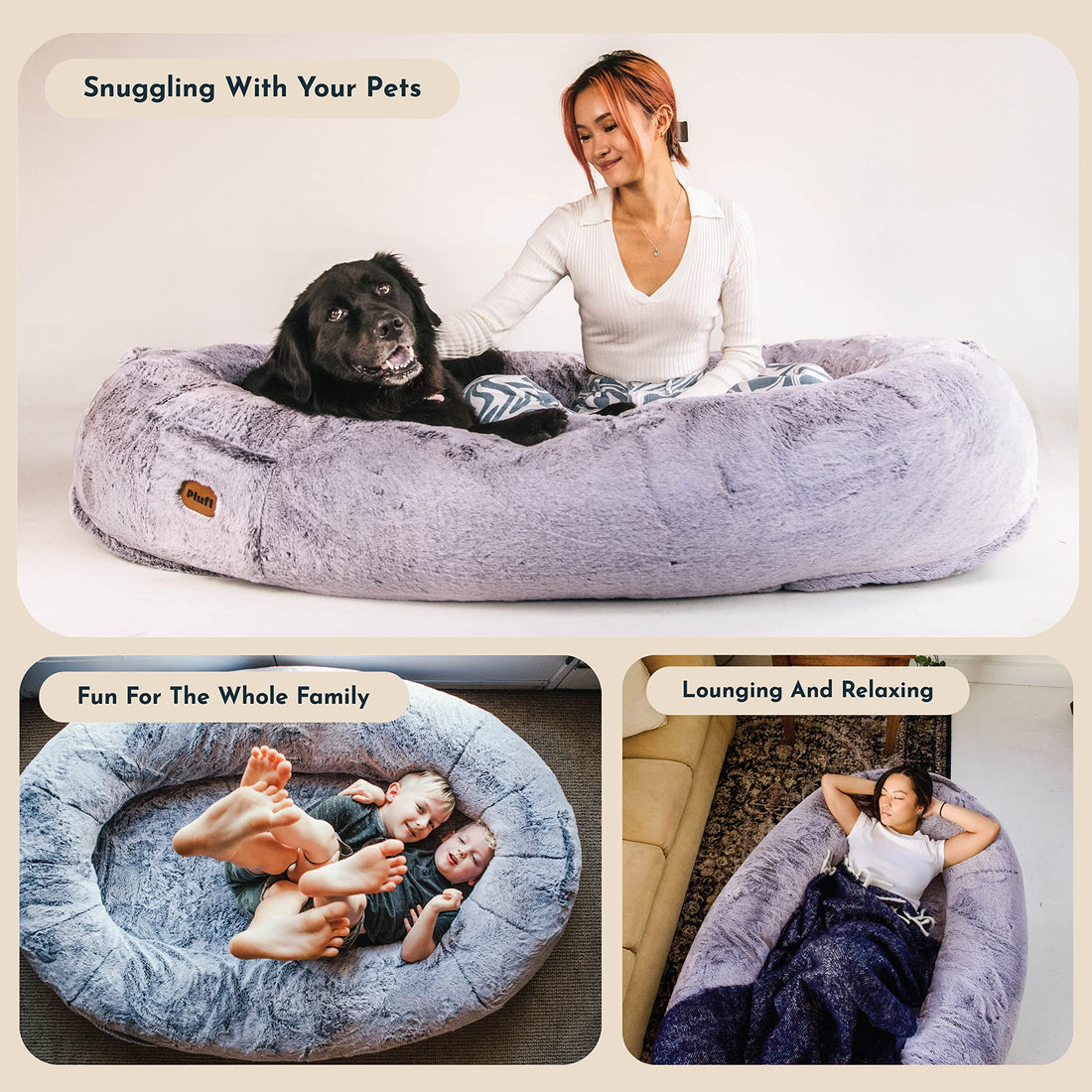 Plufl Original Human Dog Bed – Black