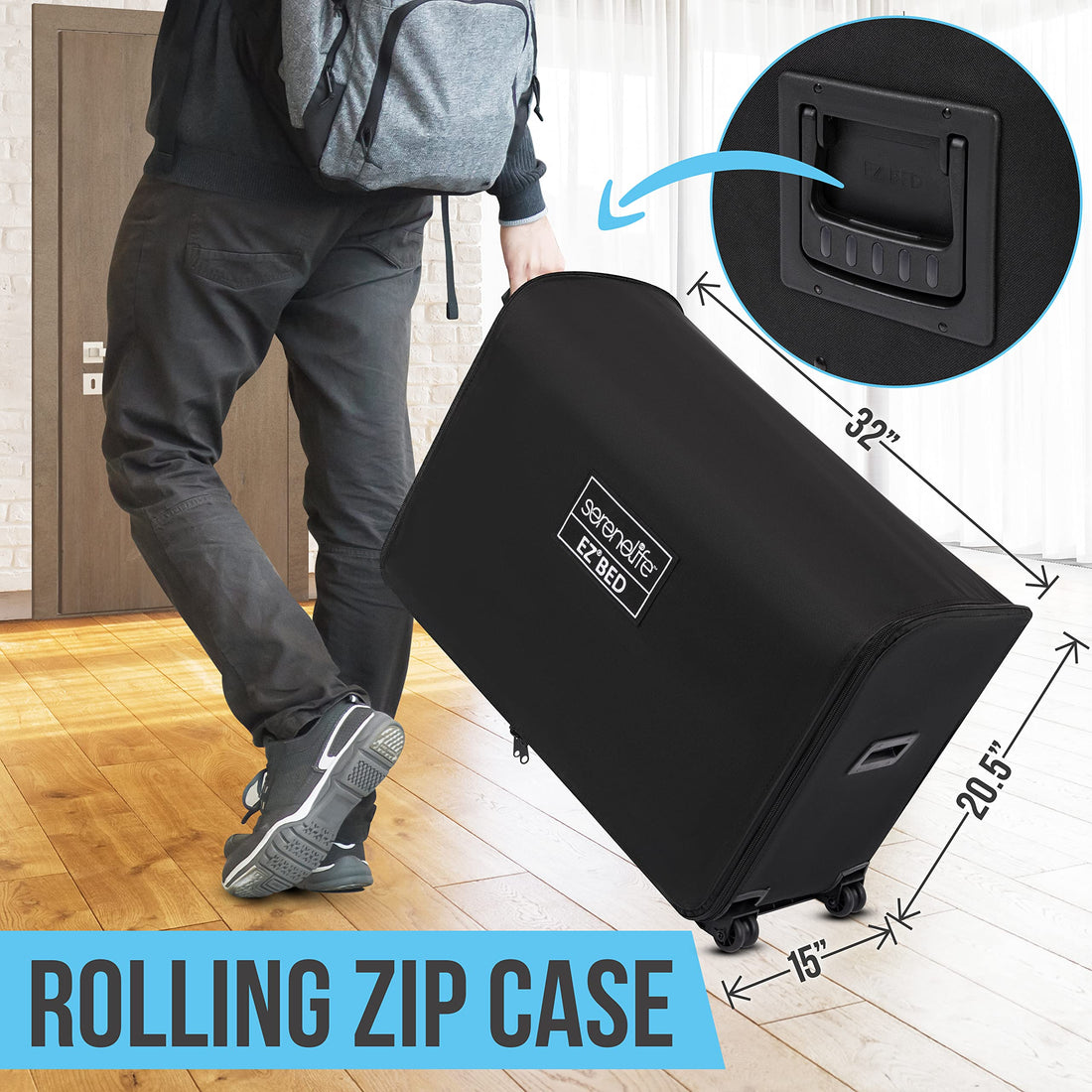 SereneLife EZ Bed Twin Air Mattress with Frame