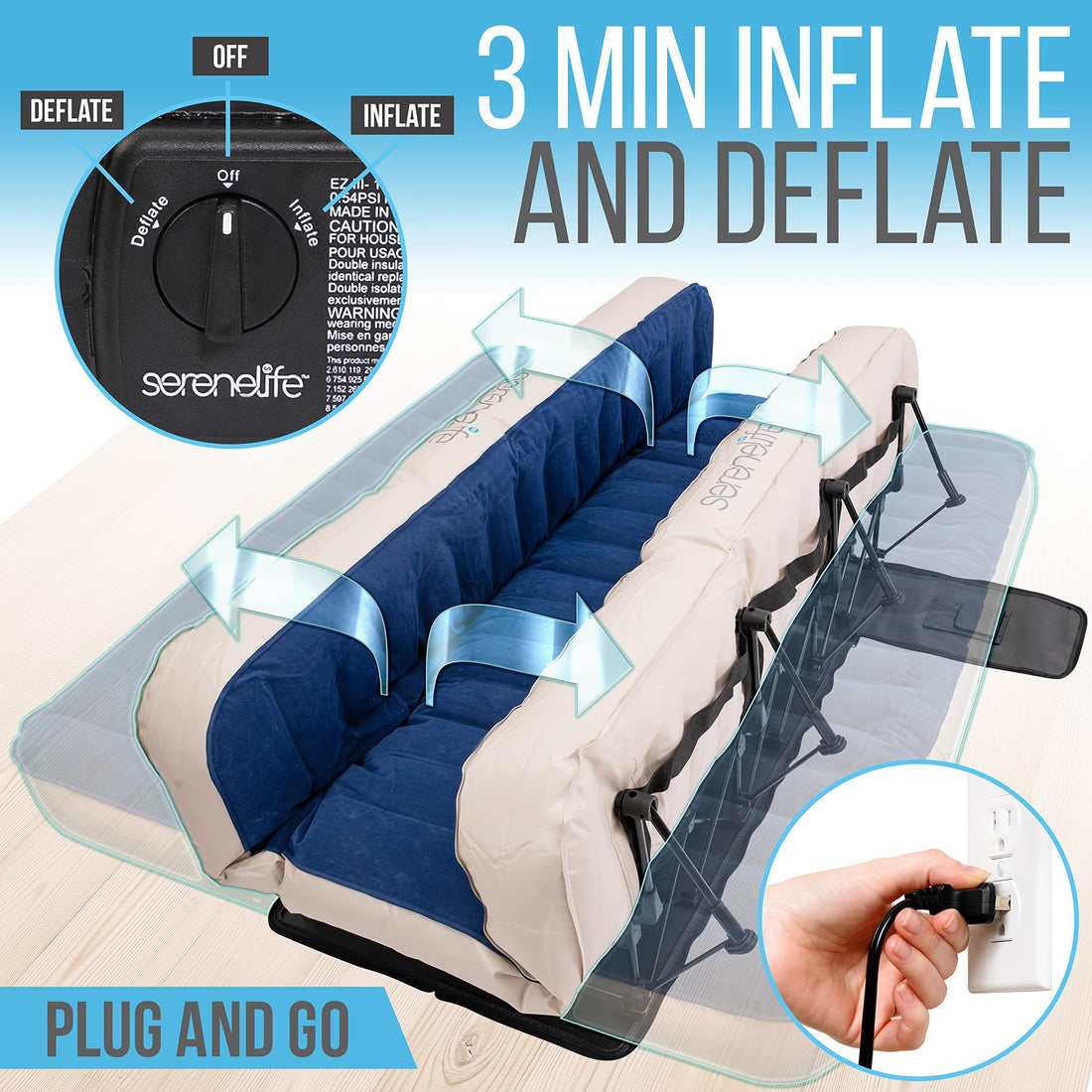 SereneLife EZ Bed Twin Air Mattress with Frame