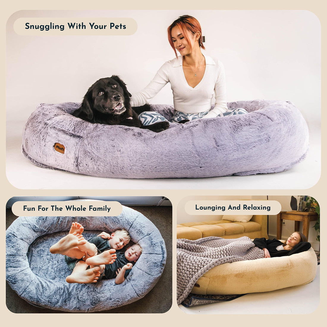 Plufl Original Human Dog Bed – Black
