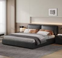 OUDINI Modern Leather Platform Bed – Black