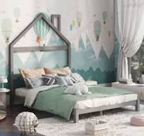 GOWE Full Size Wood Bed House Bed Frame,Gray