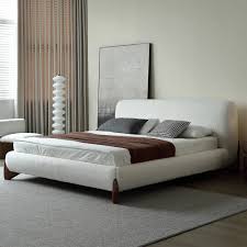 Modern White Upholstered Bed Frame