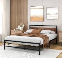 Vintage Brown Wooden Full Bed Frame